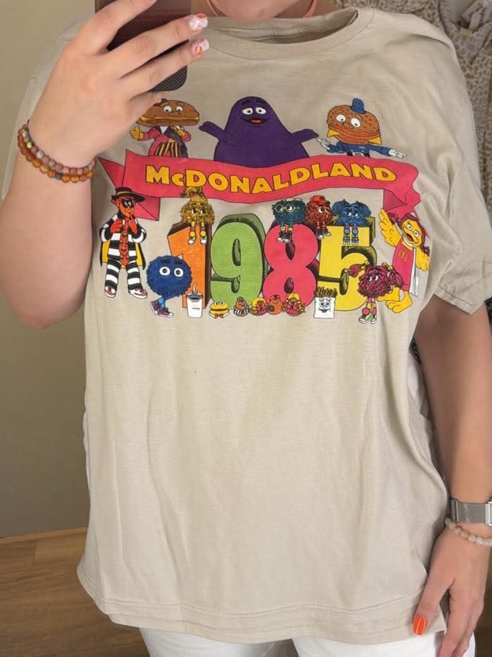 Vintage style logo McDonald's Beige Tee with Colorful McDonaldland Characters